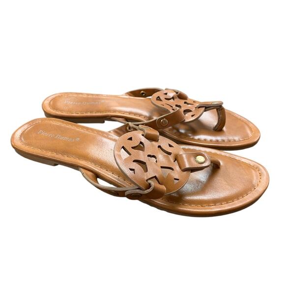 Pierre Dumas Womens Size 6,5 Brown Sandals Faux Leather Open Round Toe Shoes - Picture 3 of 5